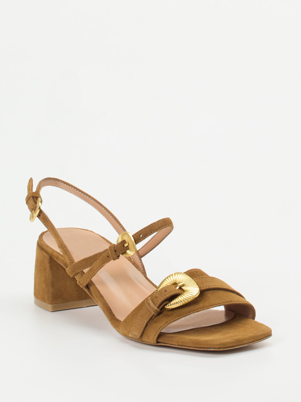 Konstantin Starke – Sandalen aus Veloursleder cognacfarben