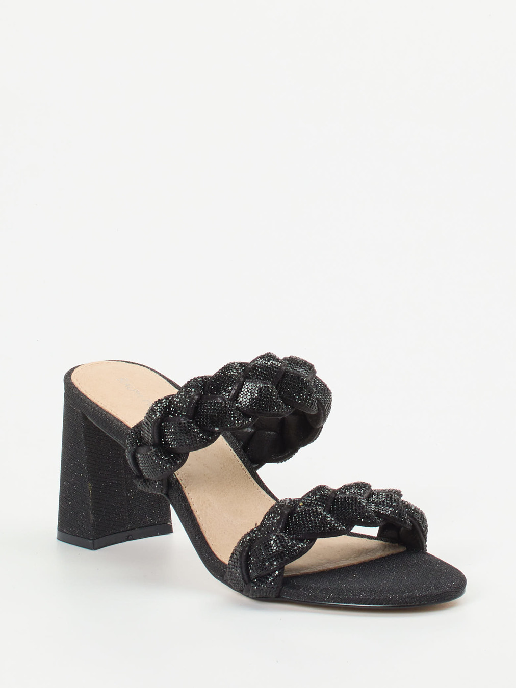 Ralph Harrison – High Heel Mules aus Textil in Schwarz