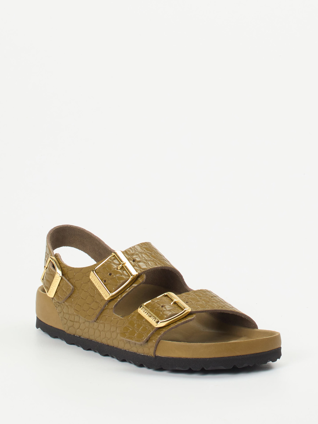 Birkenstock – Komfortsandalen aus geprägtem Leder grün