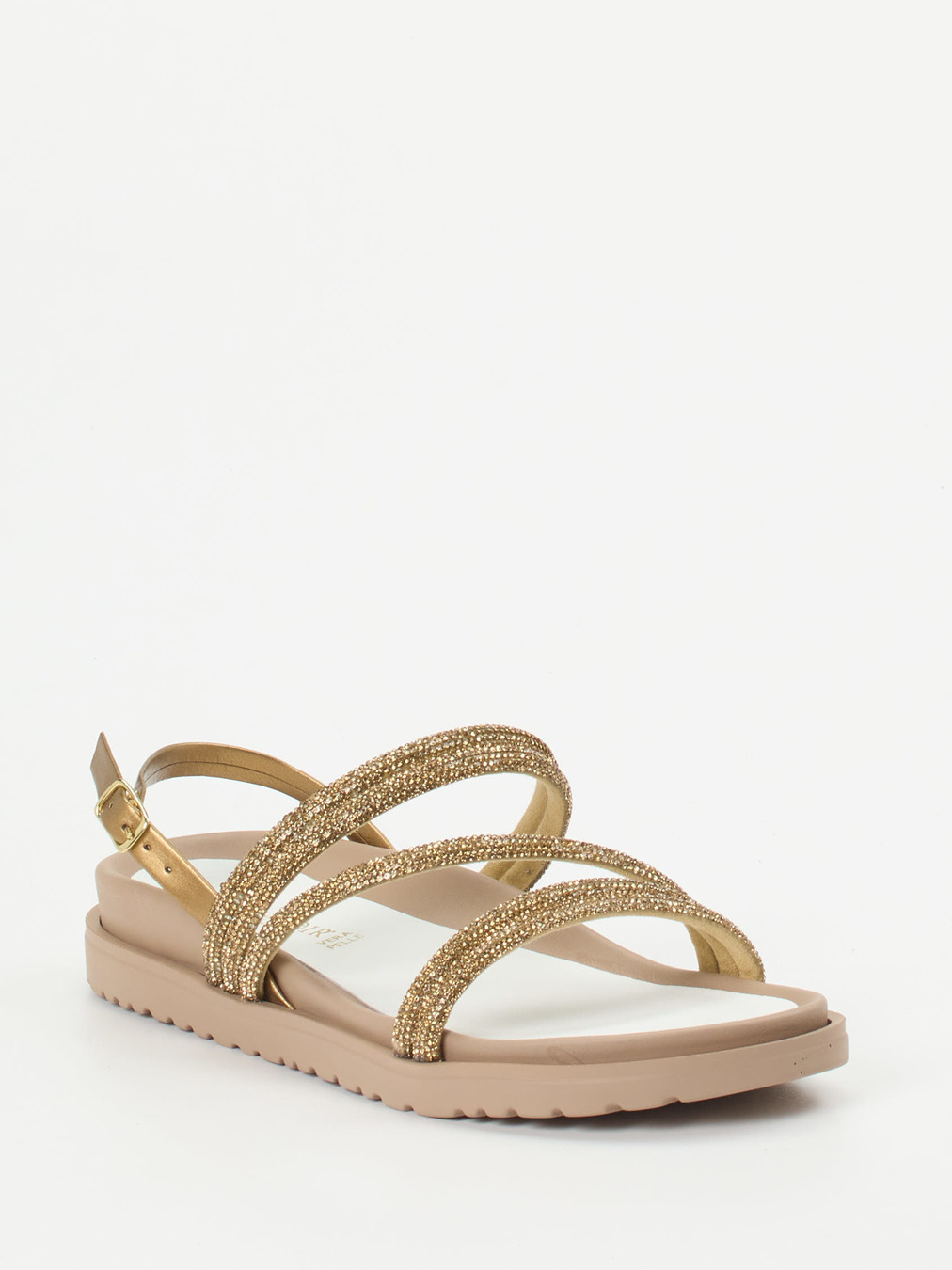 CAFèNOIR – Riemchensandale aus Metallicleder Gold