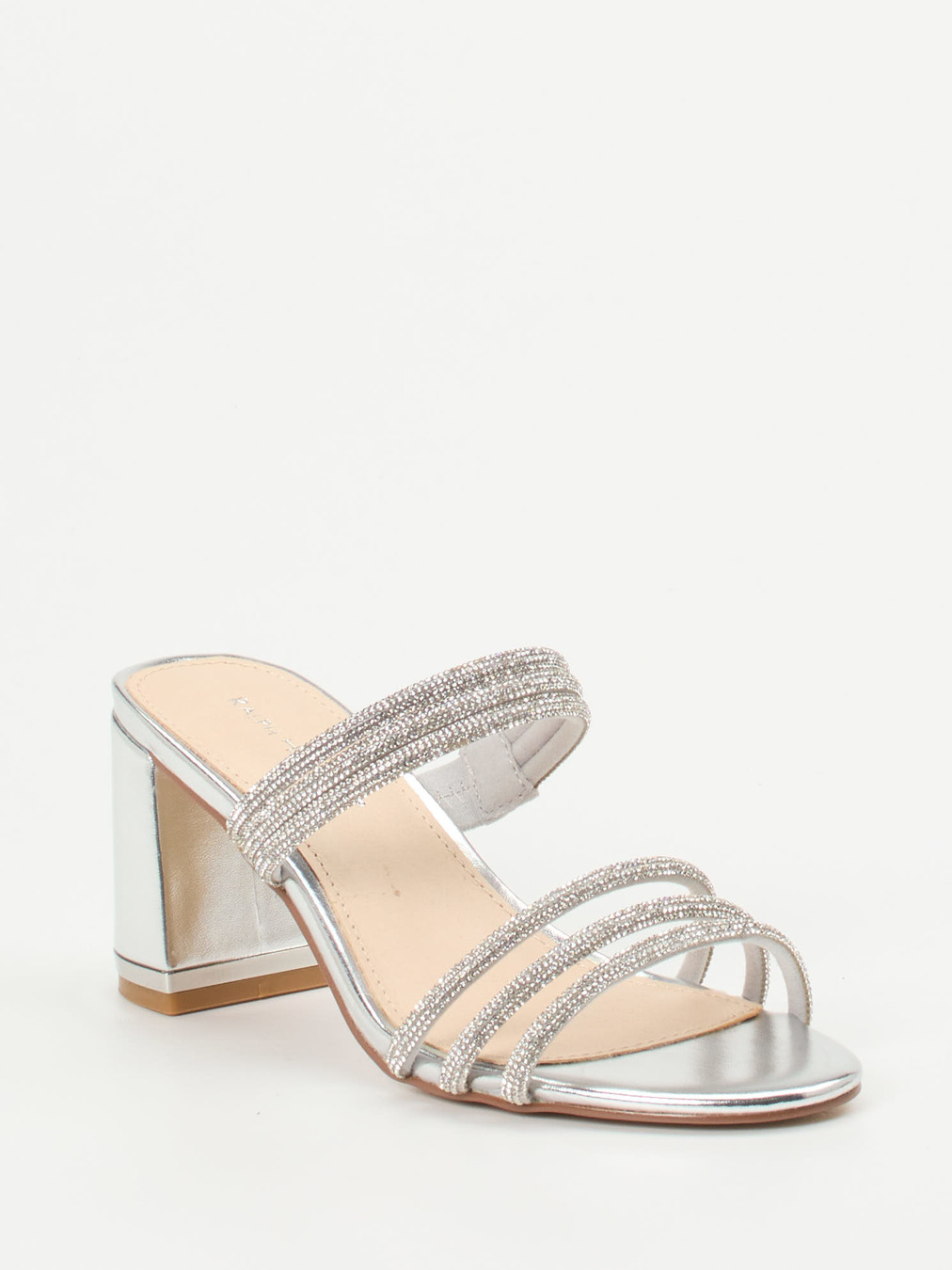 Ralph Harrison – High Heel Mules aus Metallicleder Silber