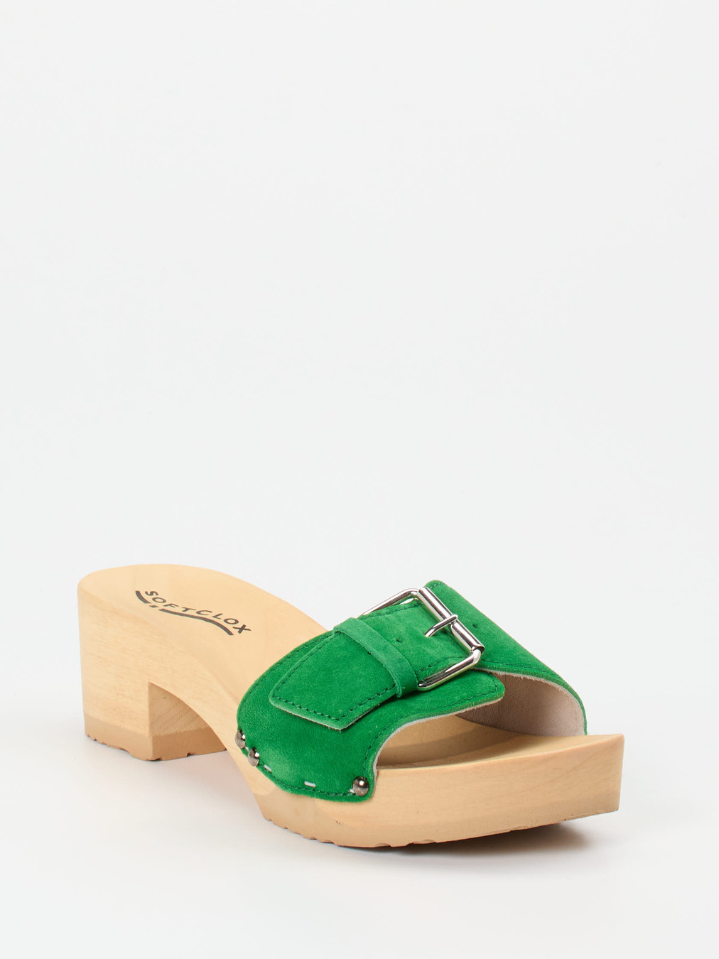 Softclox – Damen-Clogs aus Veloursleder grün