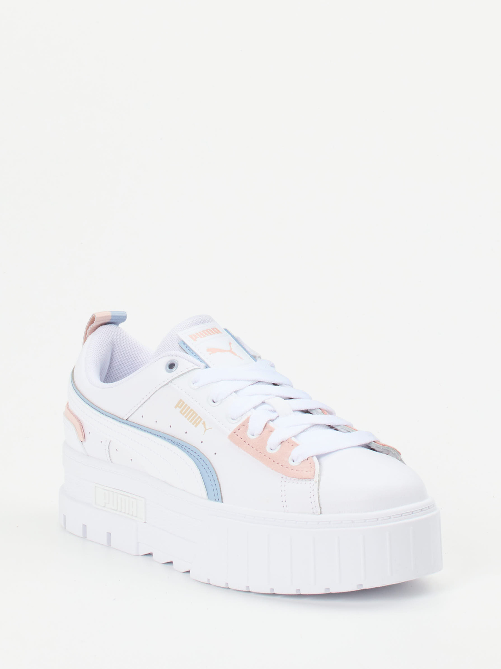Puma – Sneaker aus Leder mit Plateausohle Weiß