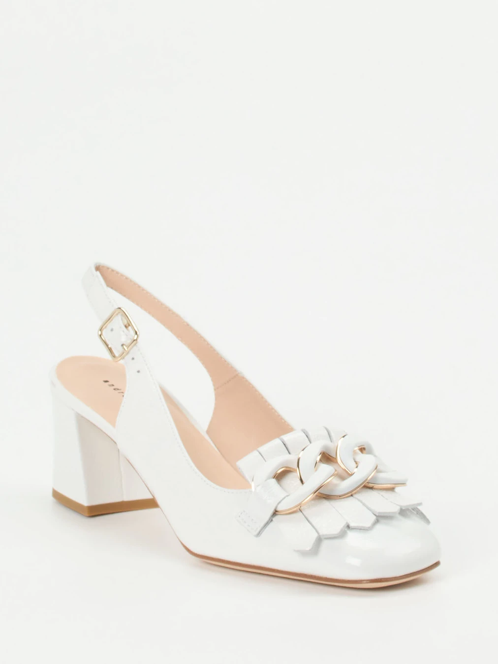 Andrea Puccini – Slingpumps aus Lackleder Elfenbeinweiß