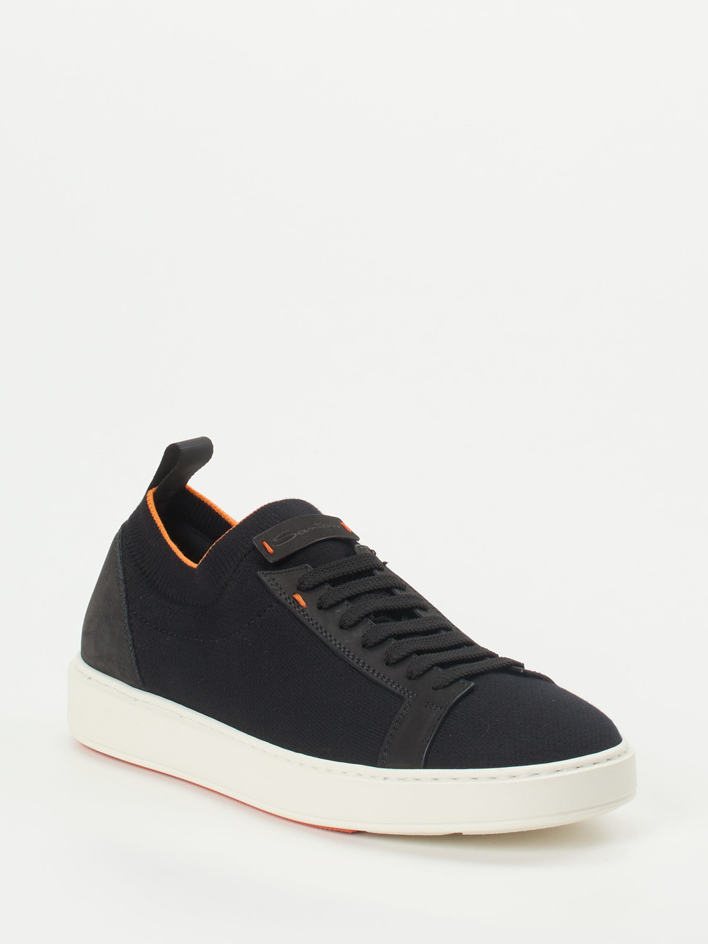 Santoni – Sneaker aus Stretch und Veloursleder Schwarz