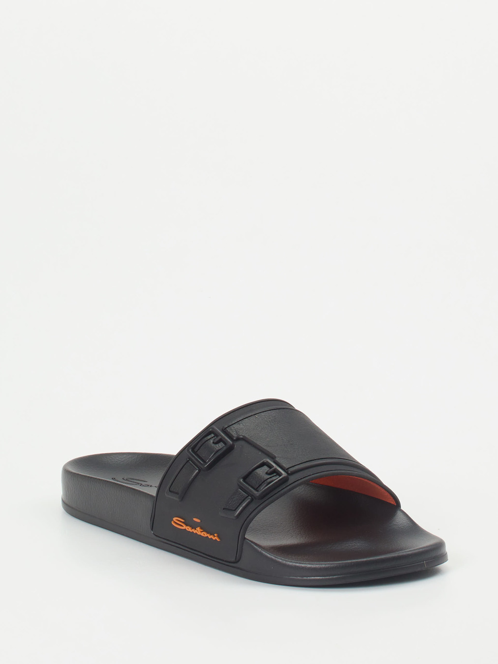 Santoni – Badeslipper aus Gummi in Schwarz