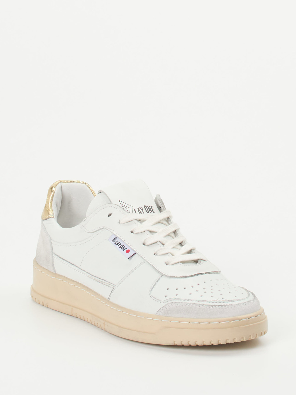 Play One – Sneaker aus Kalbleder mit Goldakzent