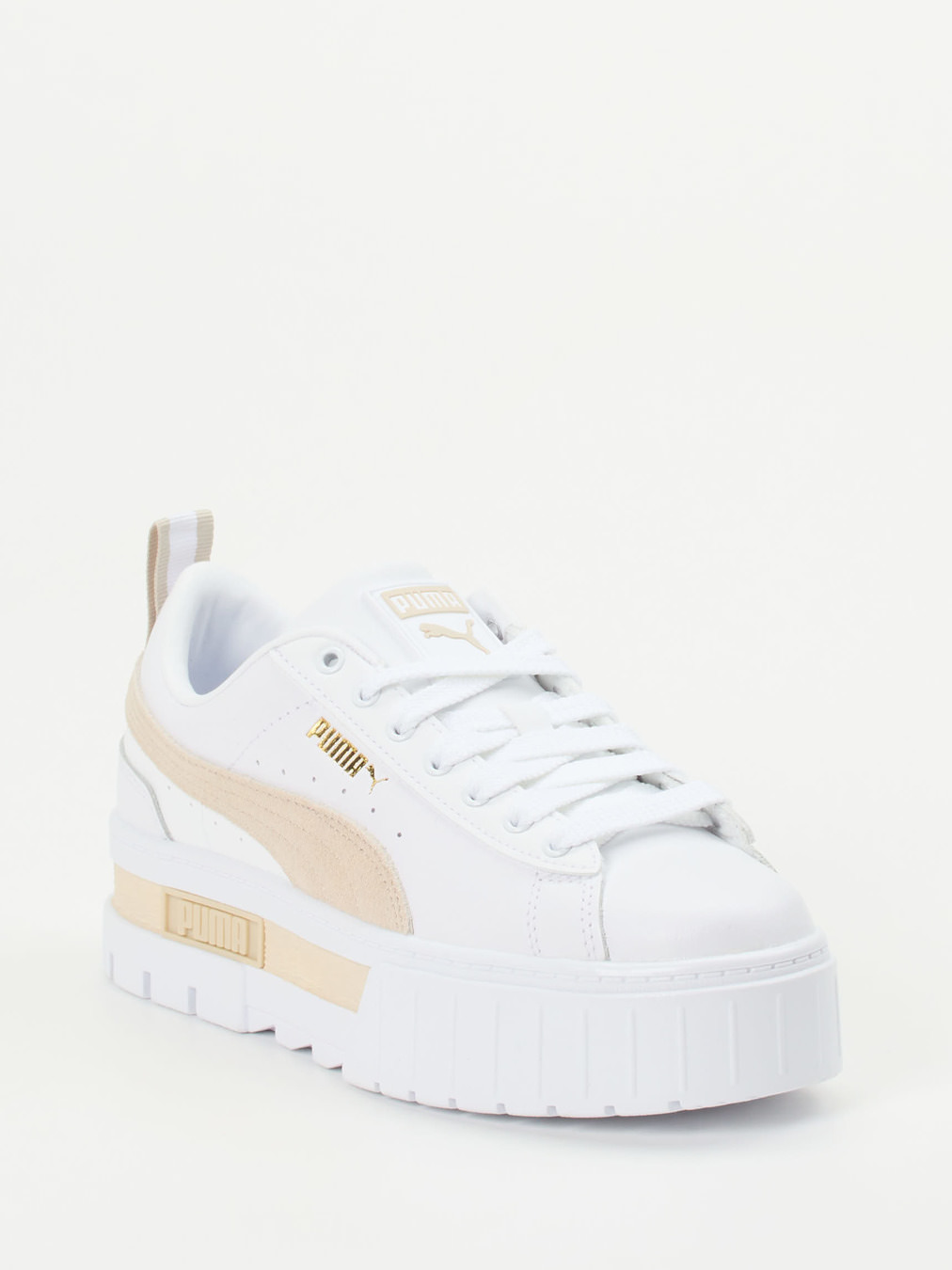 Puma – Plateau-Sneaker aus Leder Weiß-Beige