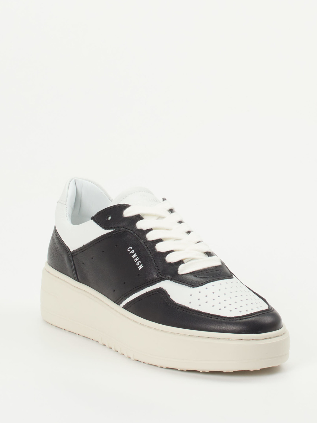 Copenhagen – Sneaker aus Kalbleder in Weiß-Schwarz