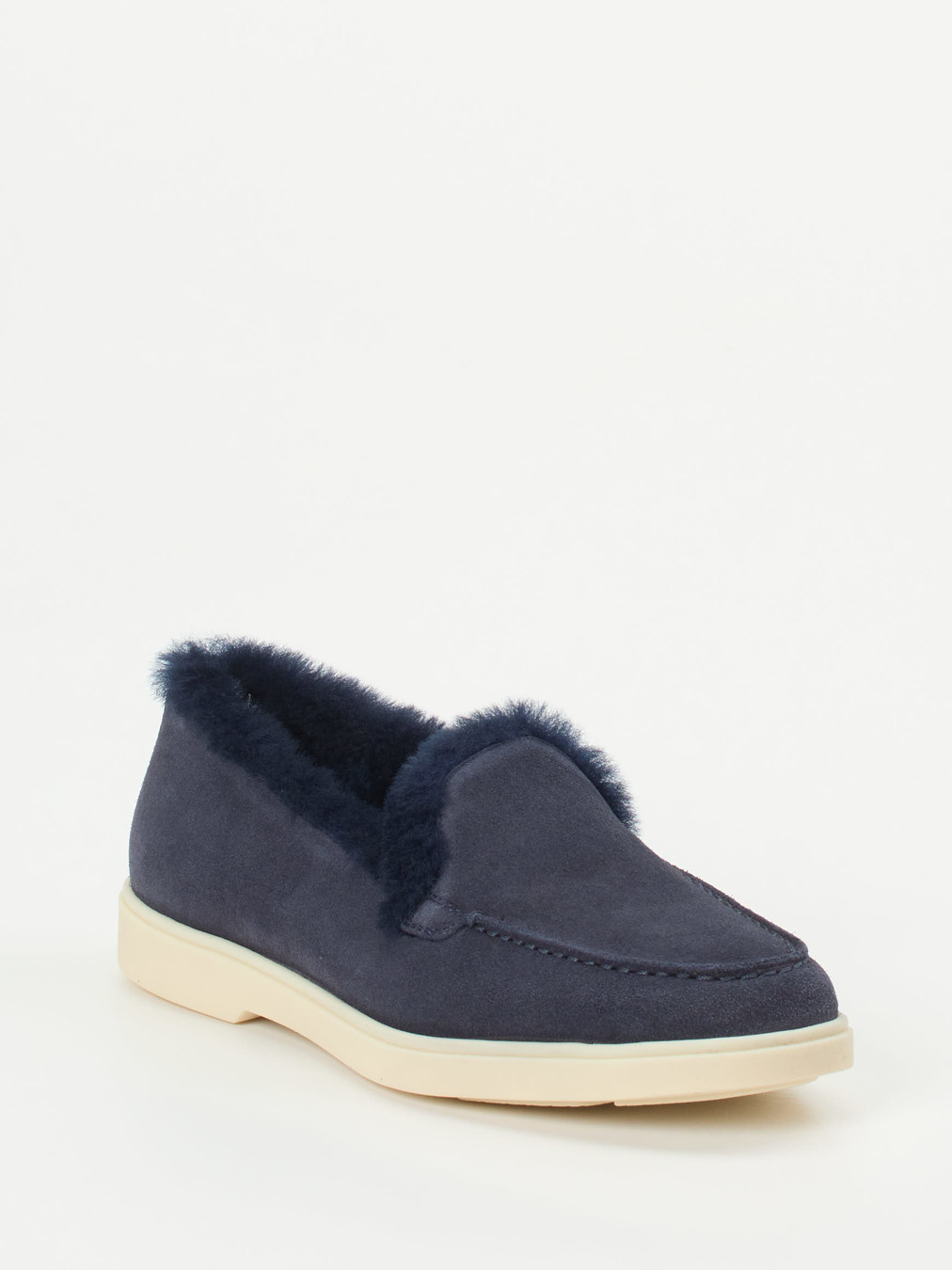 Santoni – Slipper aus Veloursleder in Dunkelblau
