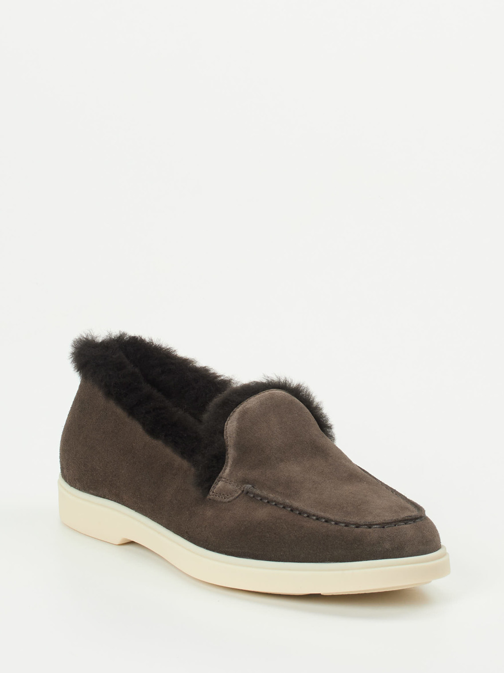 Santoni – Slipper aus Veloursleder dunkelbraun