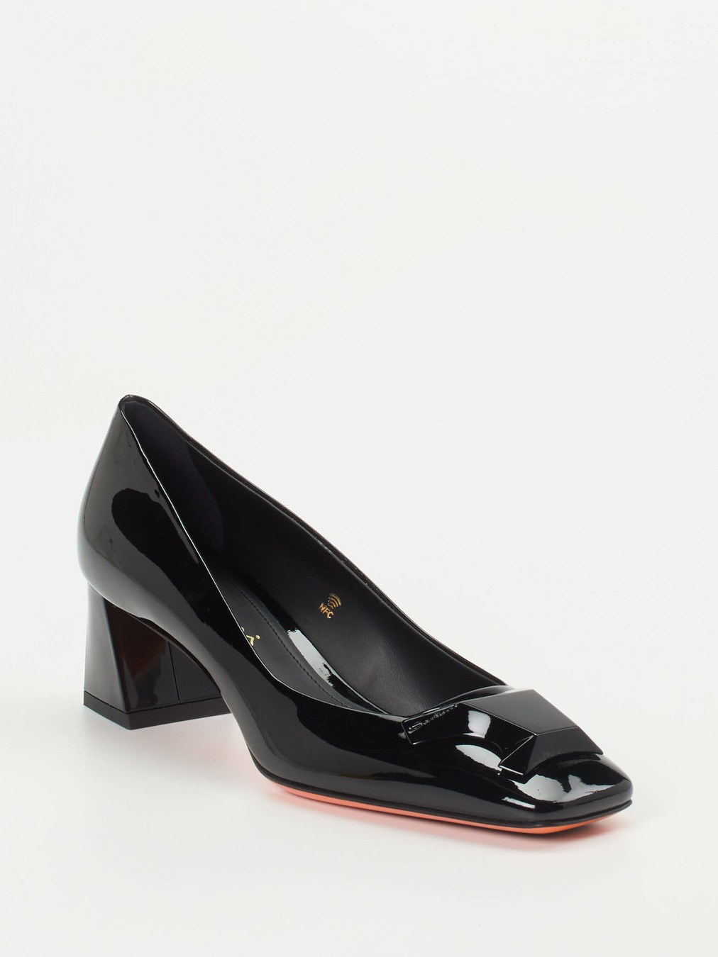 Santoni – Blockabsatz-Pumps aus Lackleder Schwarz