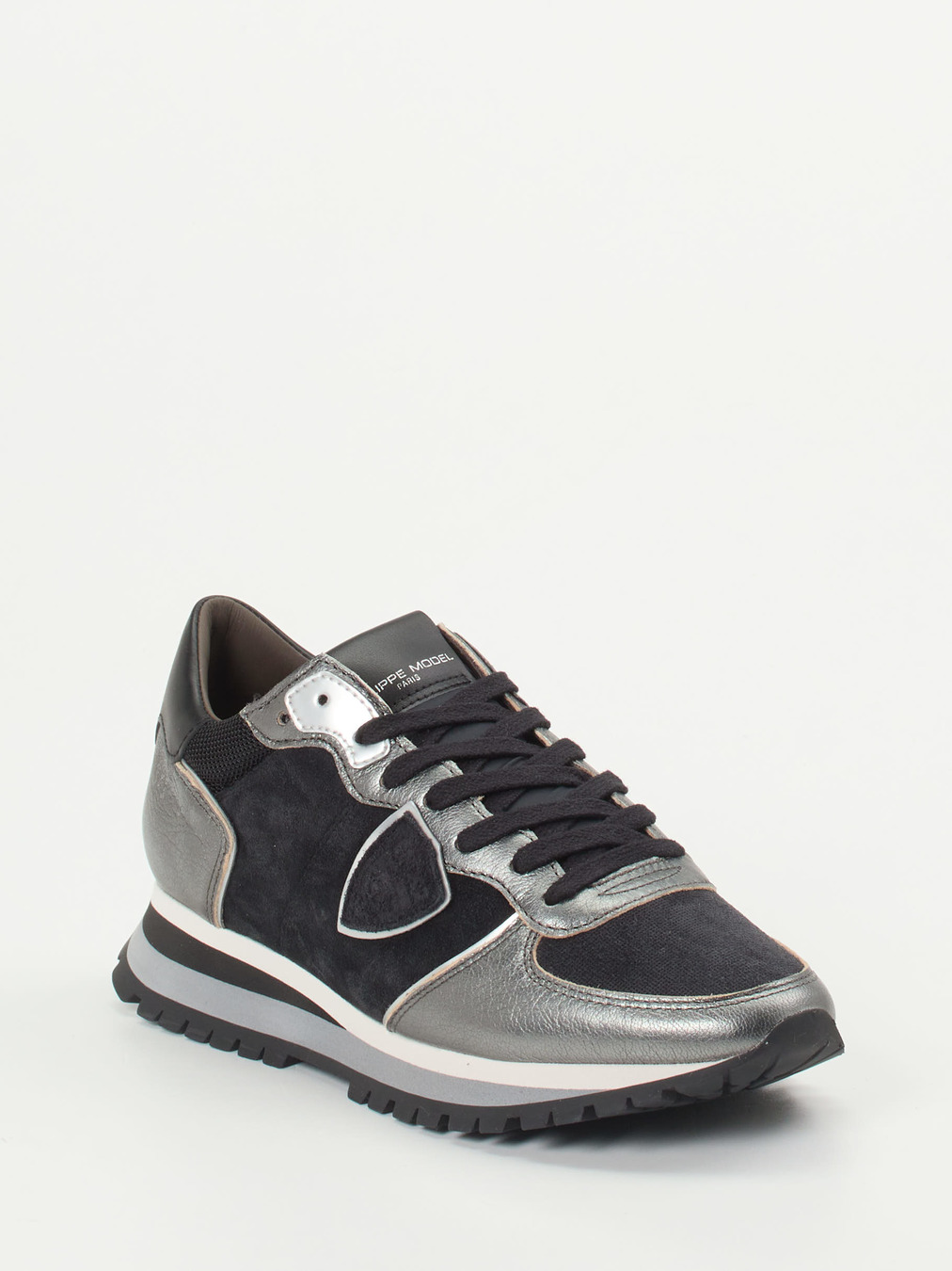 Philippe Model – Sneaker aus Veloursleder und Metallicleder