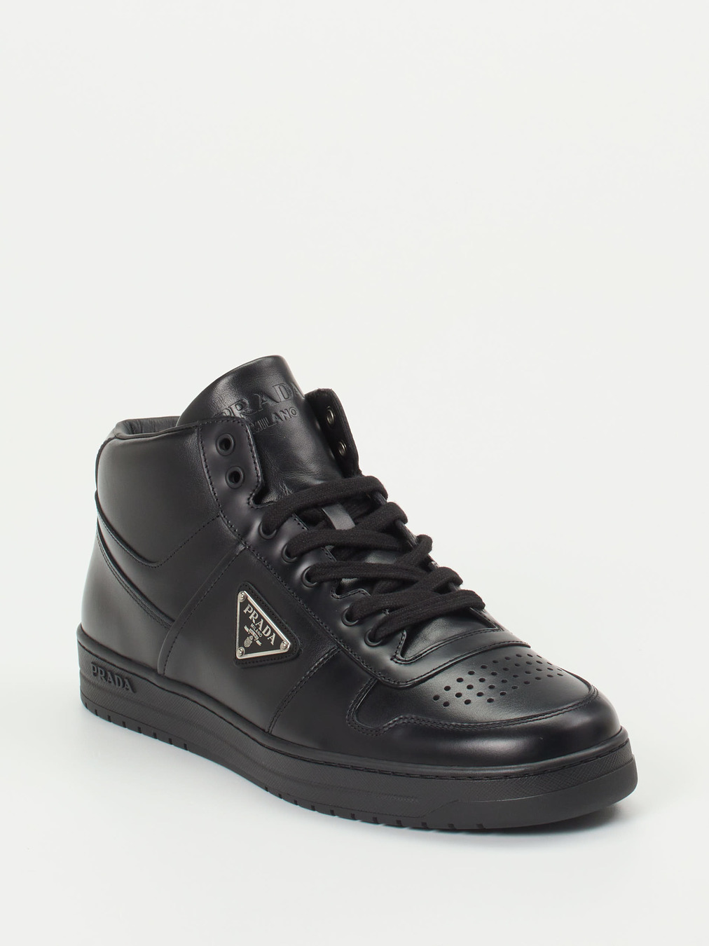 Prada Linea Rossa – High-Top Sneaker aus Kalbleder schwarz