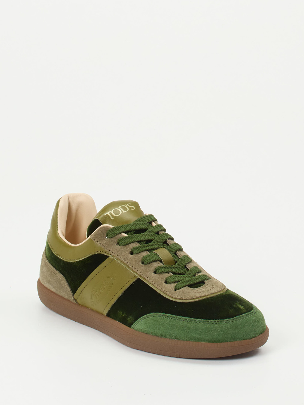 Tod's – Sneaker aus Veloursleder in Grüntönen