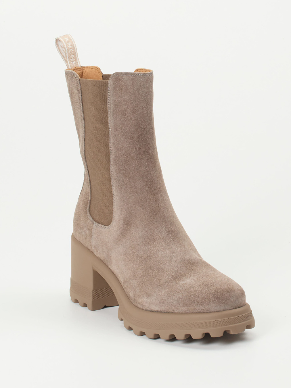 Voile Blanche – Chelsea Boots aus Veloursleder Taupe