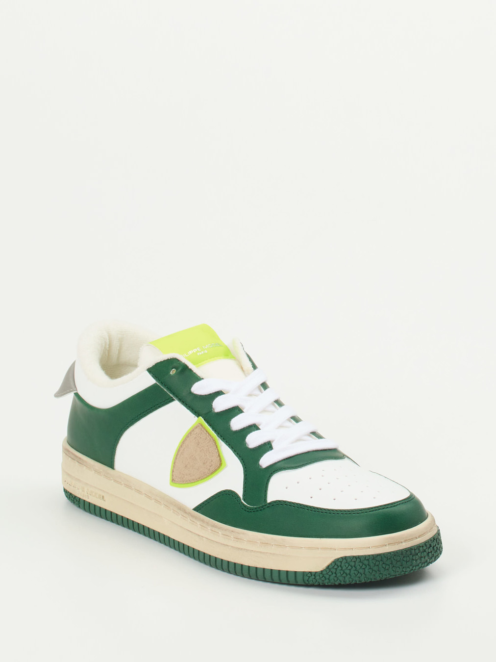 Philippe Model – Sneaker aus veganem Kalbleder grün-weiß