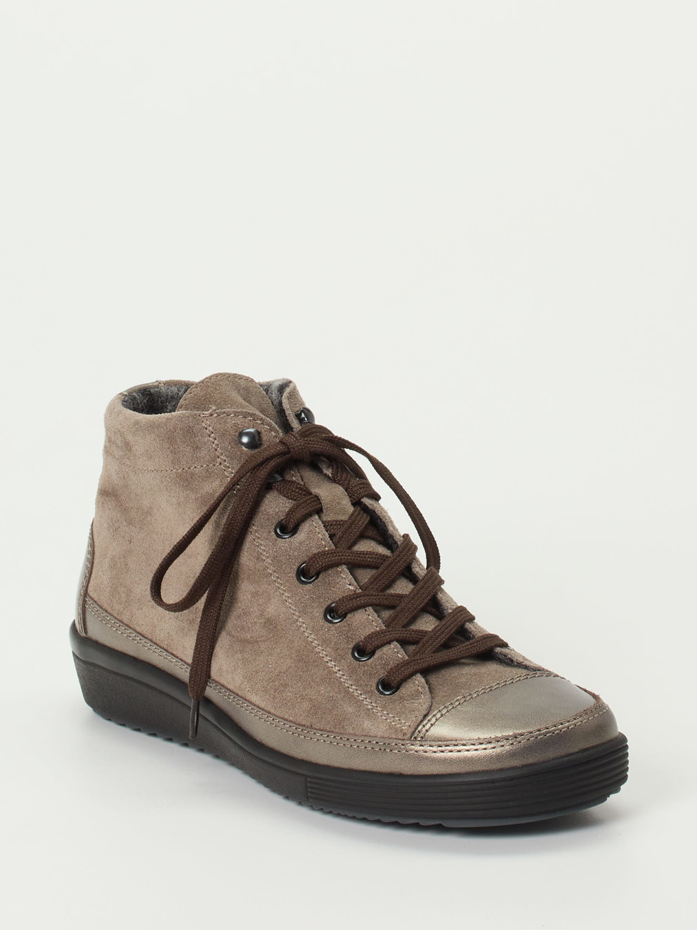 Christian Dietz – High-Top Schnürschuh aus Veloursleder taupe