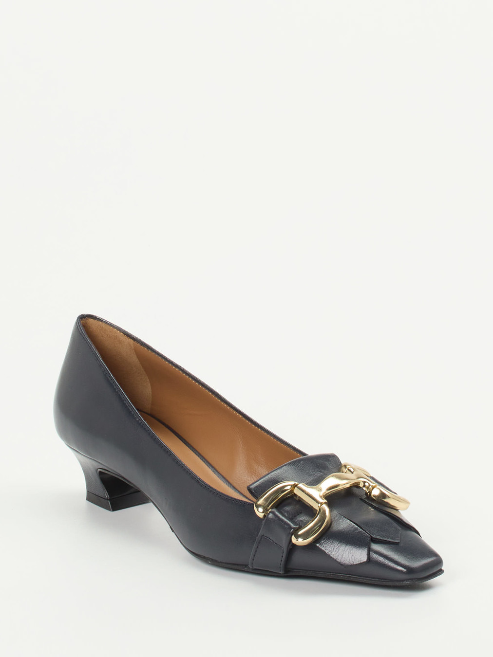Andrea Puccini – Kitten Heel Loafer aus Lammleder Blau
