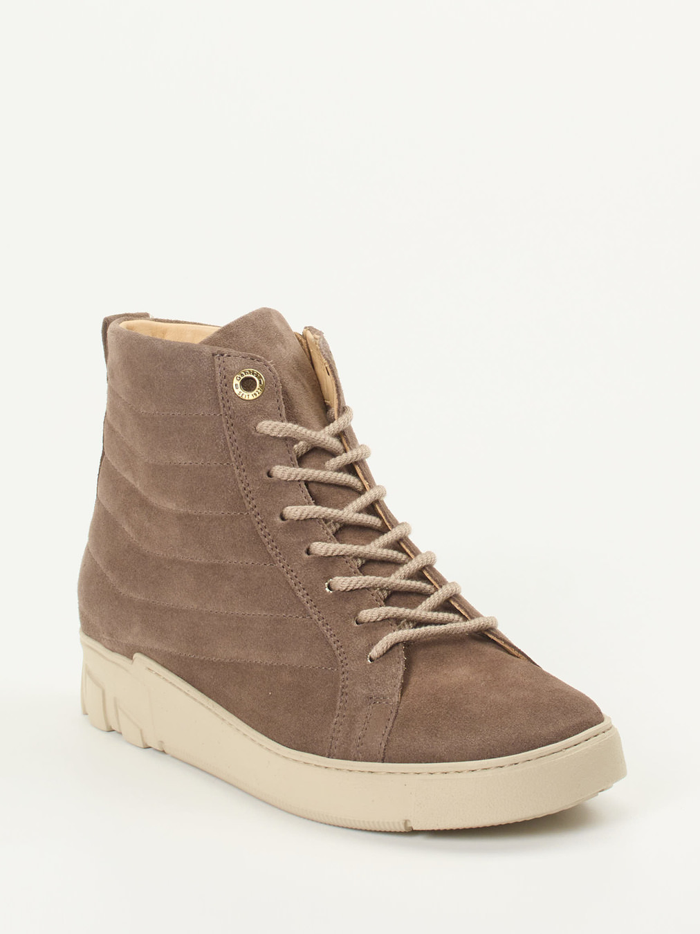 Ganter – Schnürstiefelette aus Veloursleder taupe
