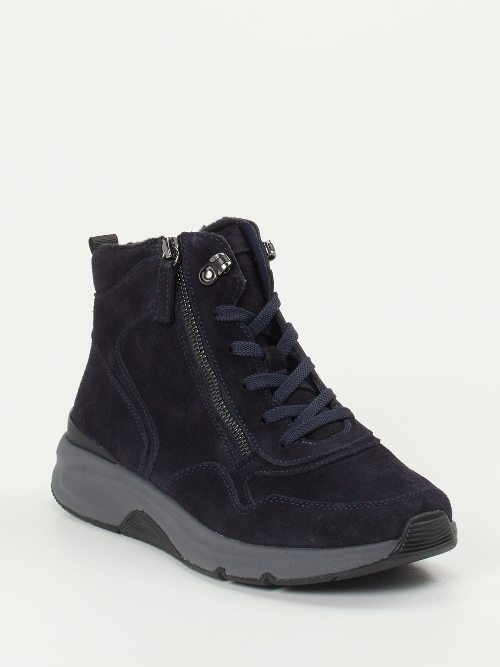 Gabor Comfort – Schnürstiefelette aus Veloursleder blau