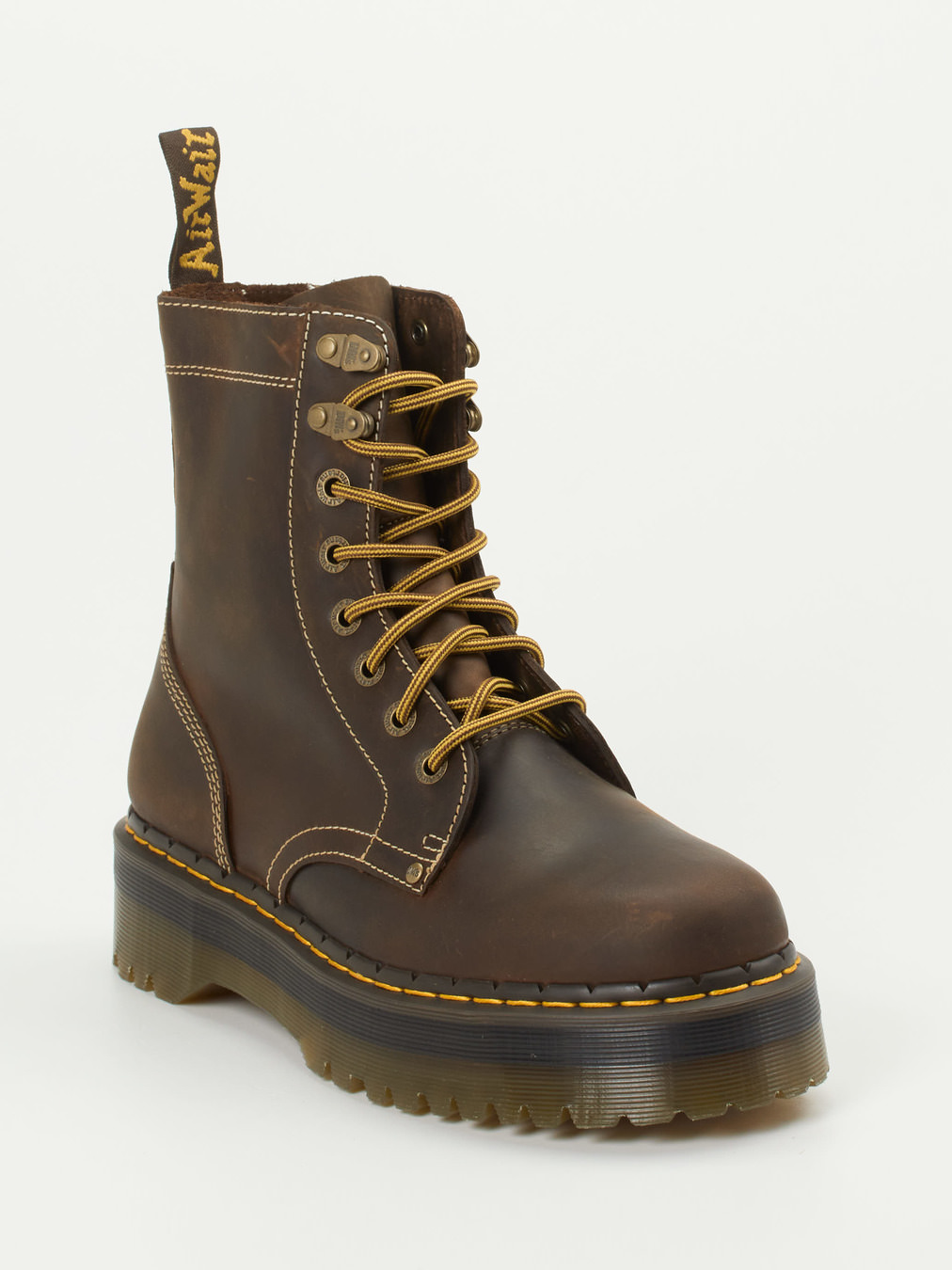 Dr. Martens – Schnürboots aus Fettleder Dunkelbraun