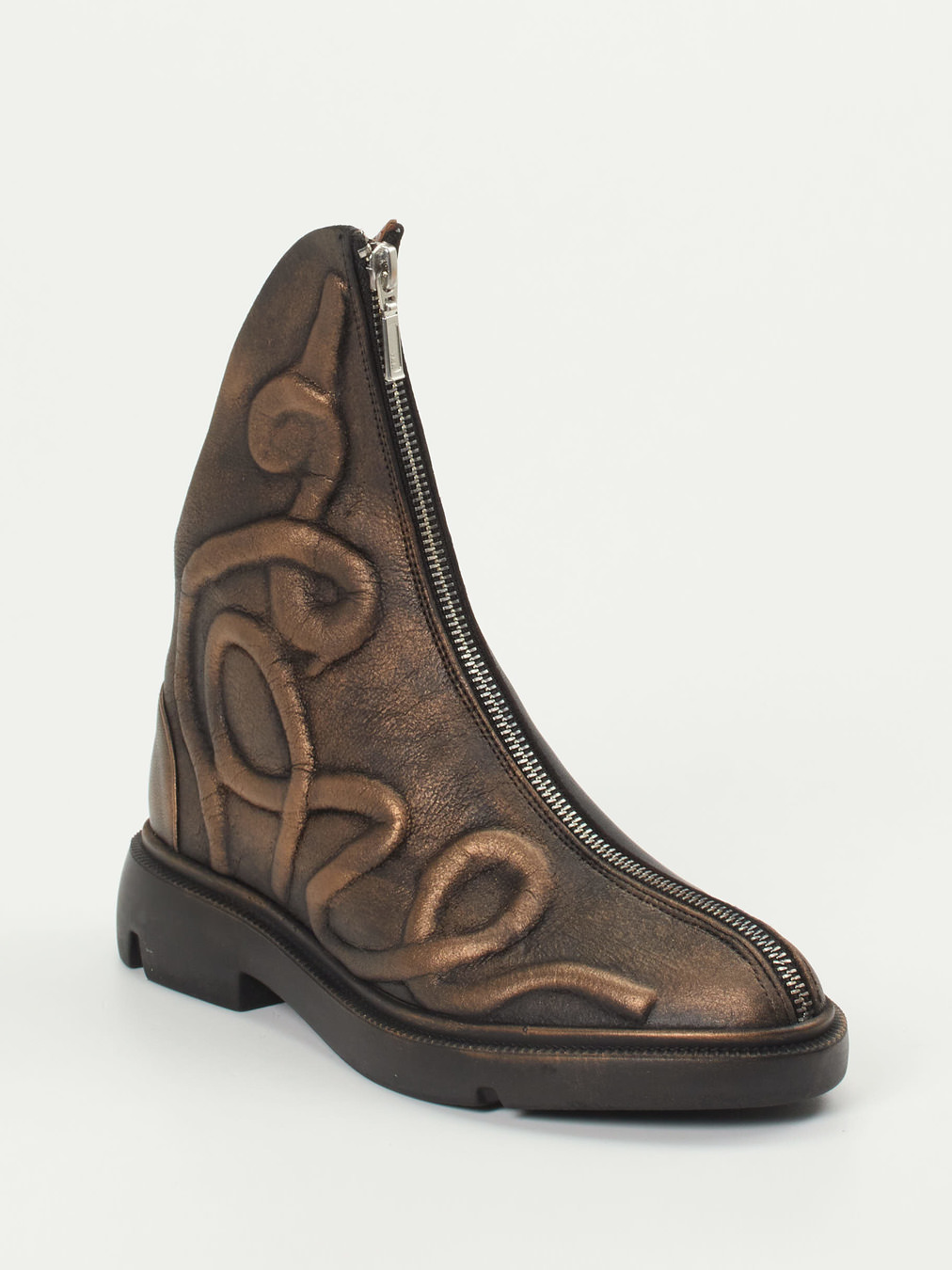 Papucei – Stiefeletten aus Metallic-Kalbleder bronzebraun