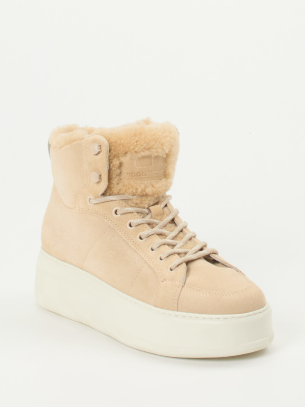 Woolrich – High-Top Sneaker aus Veloursleder beige