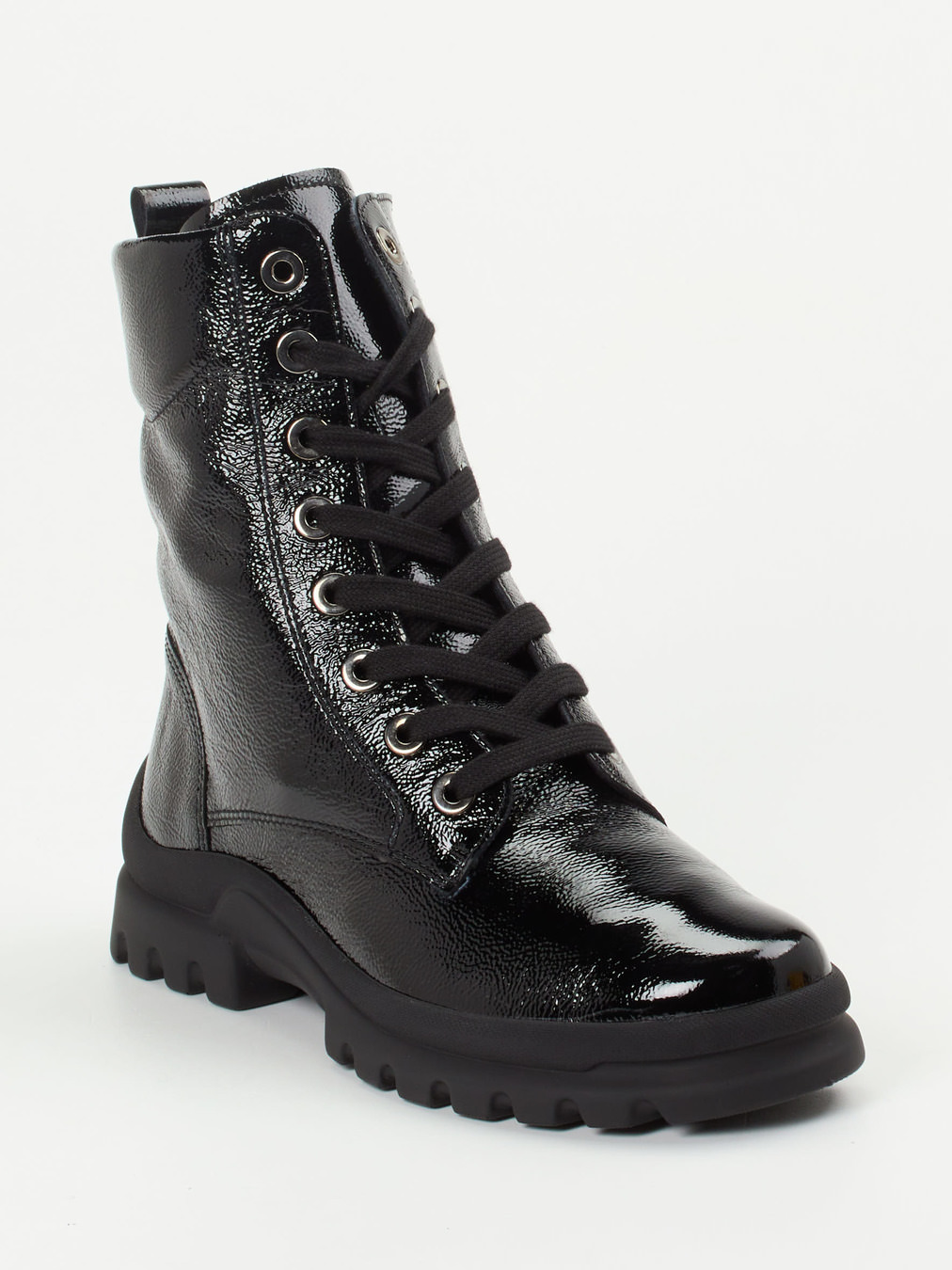 Semler – Schnürstiefelette aus Lackleder schwarz