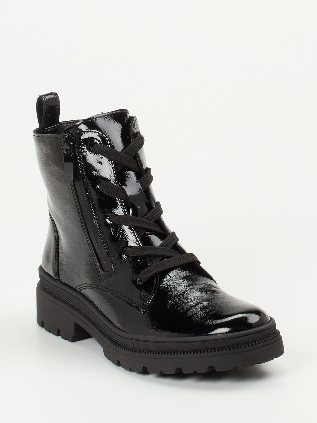 Ara – Schnürstiefelette aus Lackleder Schwarz