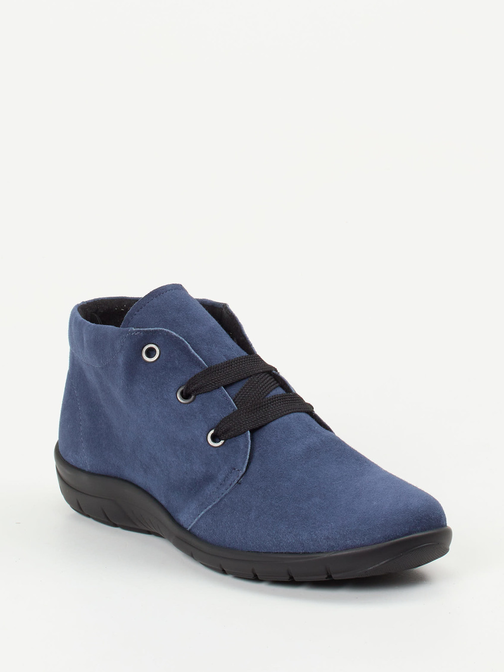 Semler – Schnür-Bootie aus Veloursleder jeansblau