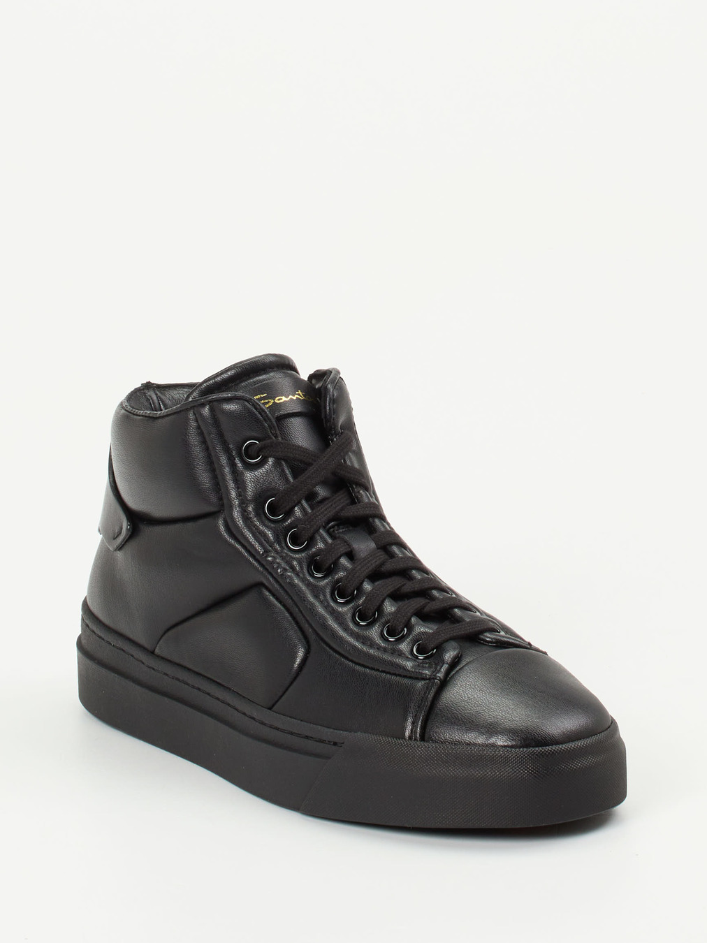 Santoni – High-Top Sneaker aus Lammleder Schwarz