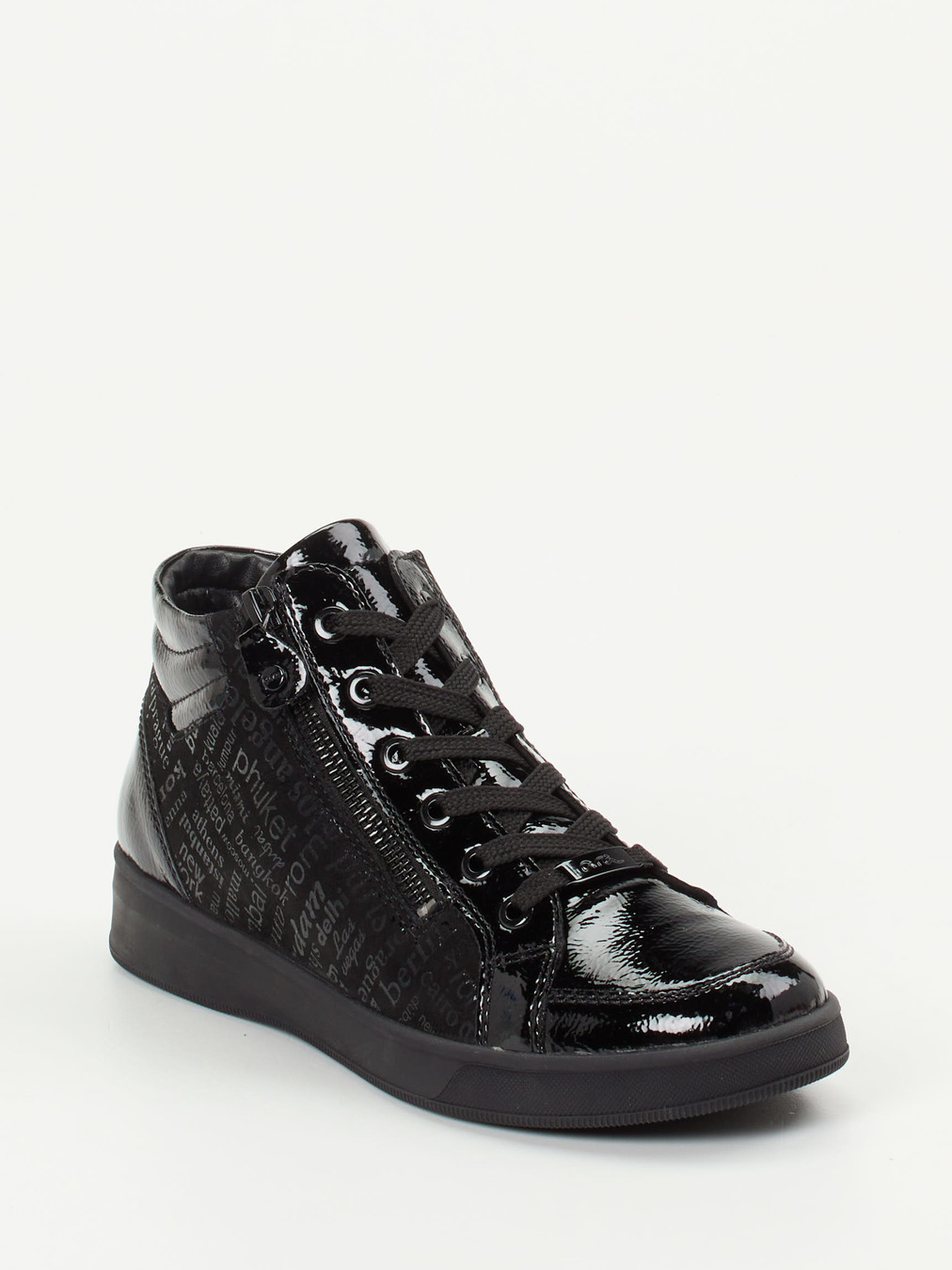 Ara – Schnürstiefelette aus Lackleder Schwarz