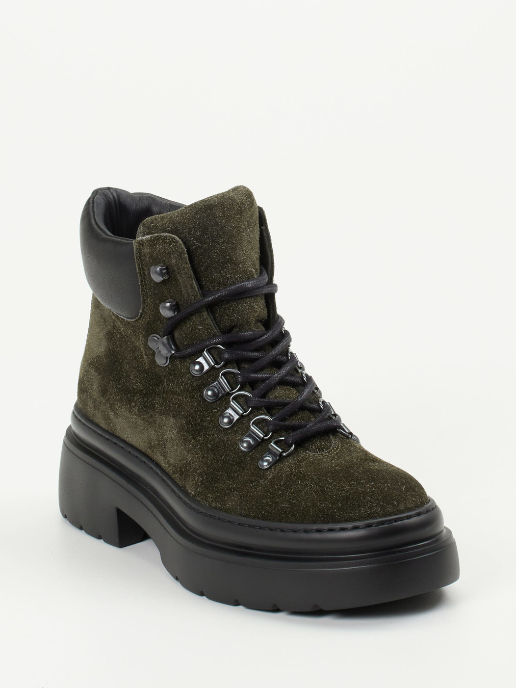 Copenhagen – Schnürboots aus Veloursleder Olivgrün