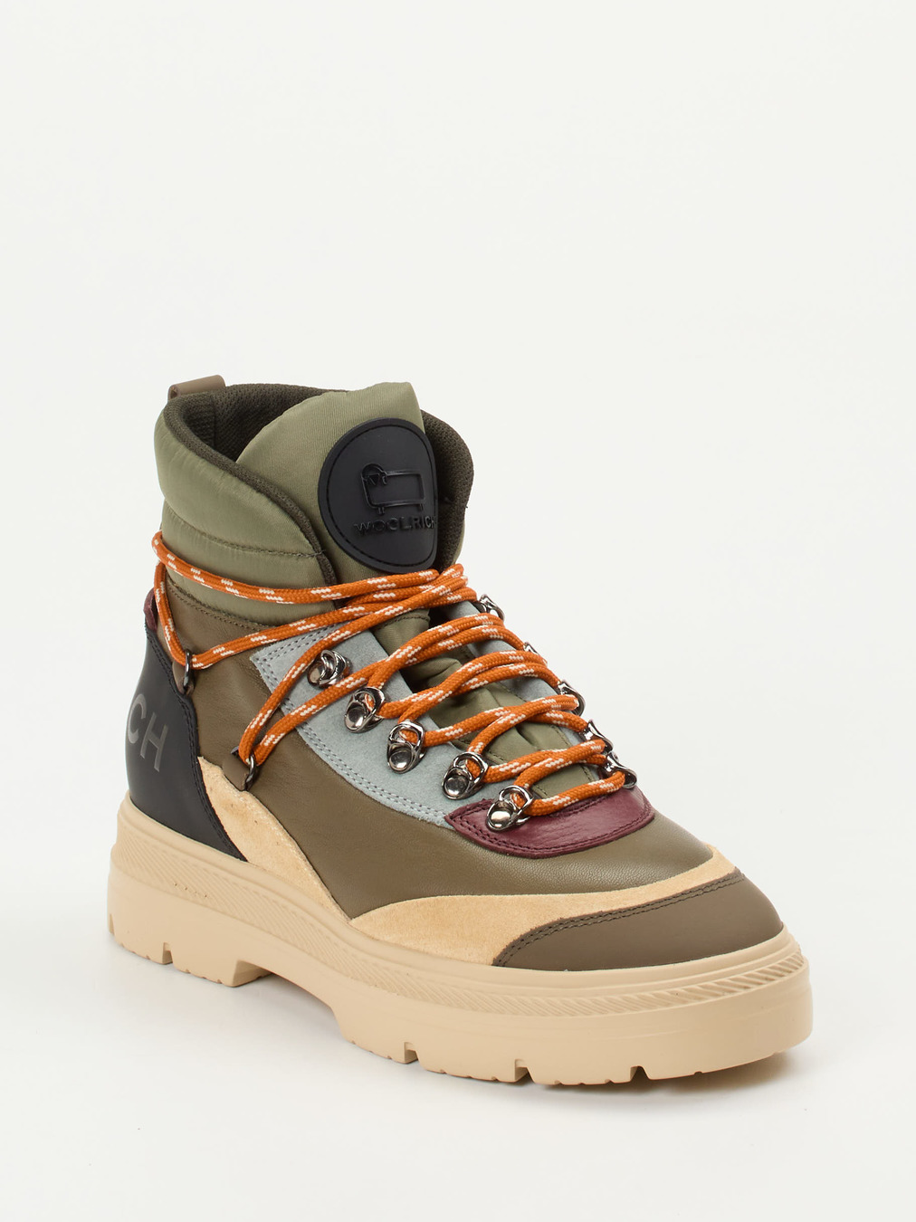 Woolrich – Hiking-Stiefel aus Lammleder in Oliv-Mix