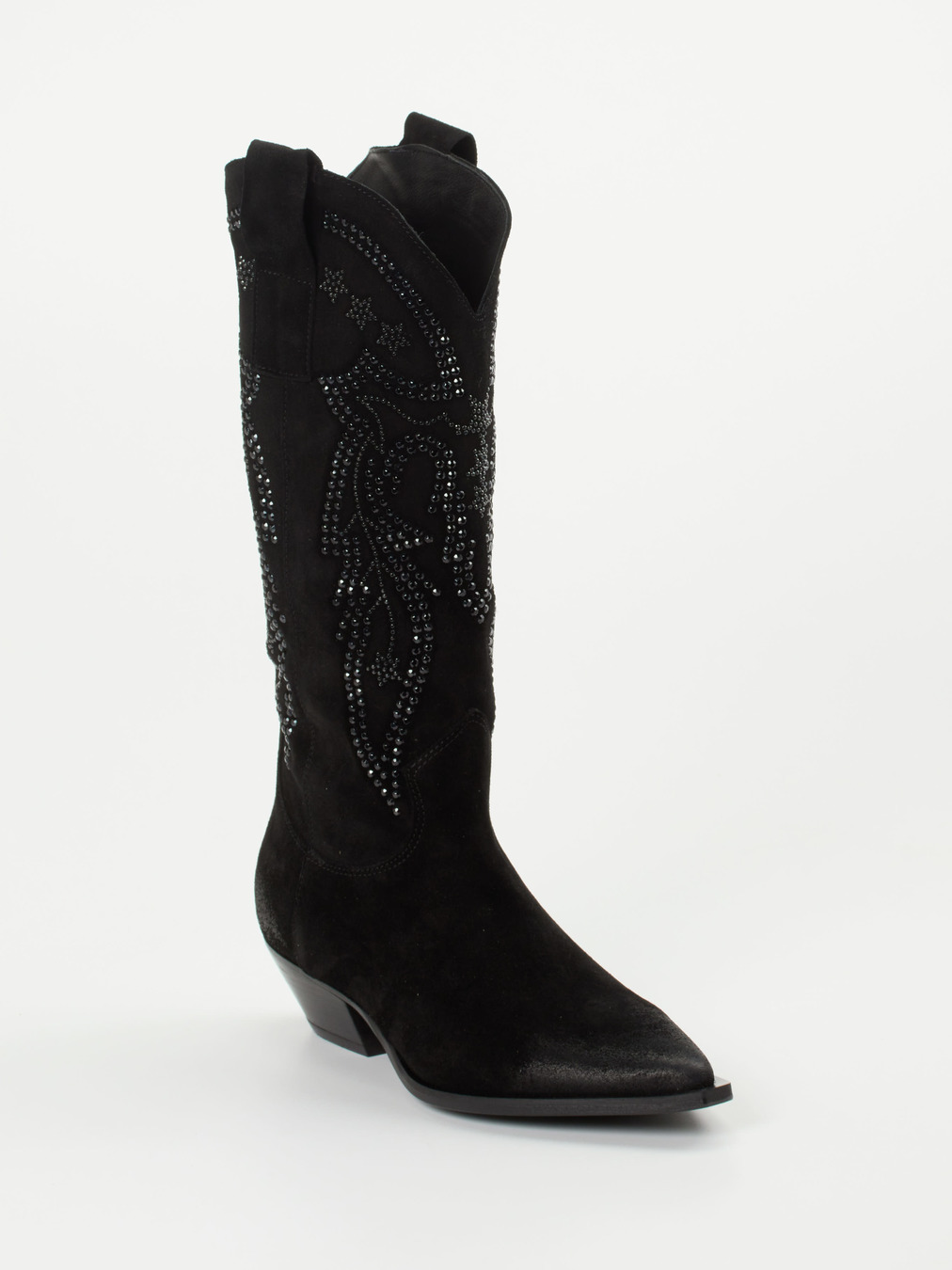 Konstantin Starke – Cowboyboots aus Veloursleder schwarz