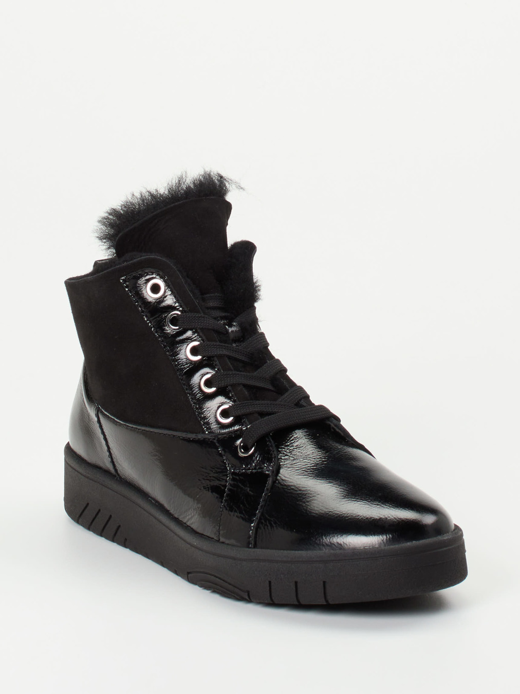 Waldläufer – Stiefeletten aus Lackleder Schwarz
