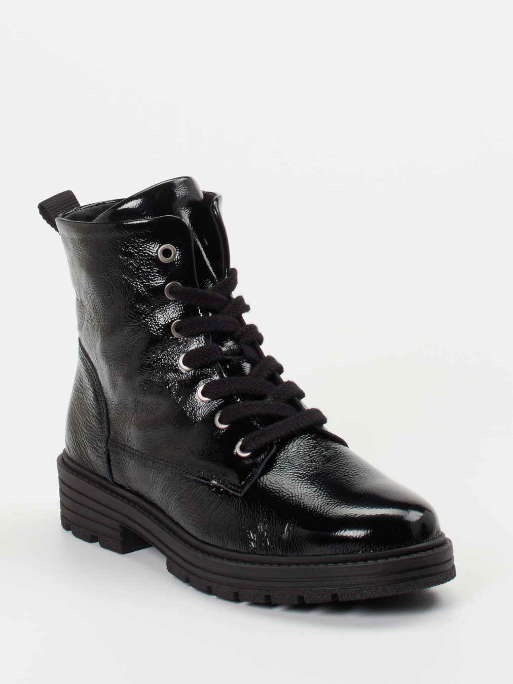 Solidus – Schnürstiefelette aus Lackleder Schwarz