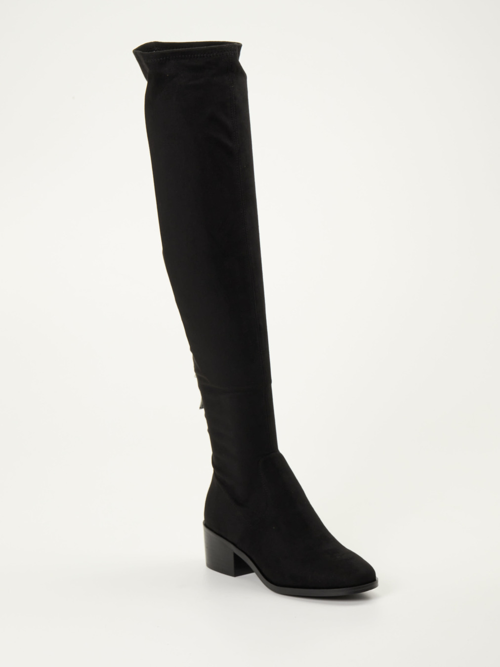 Steve Madden – Overknee-Stiefel aus Stretchvelours Schwarz