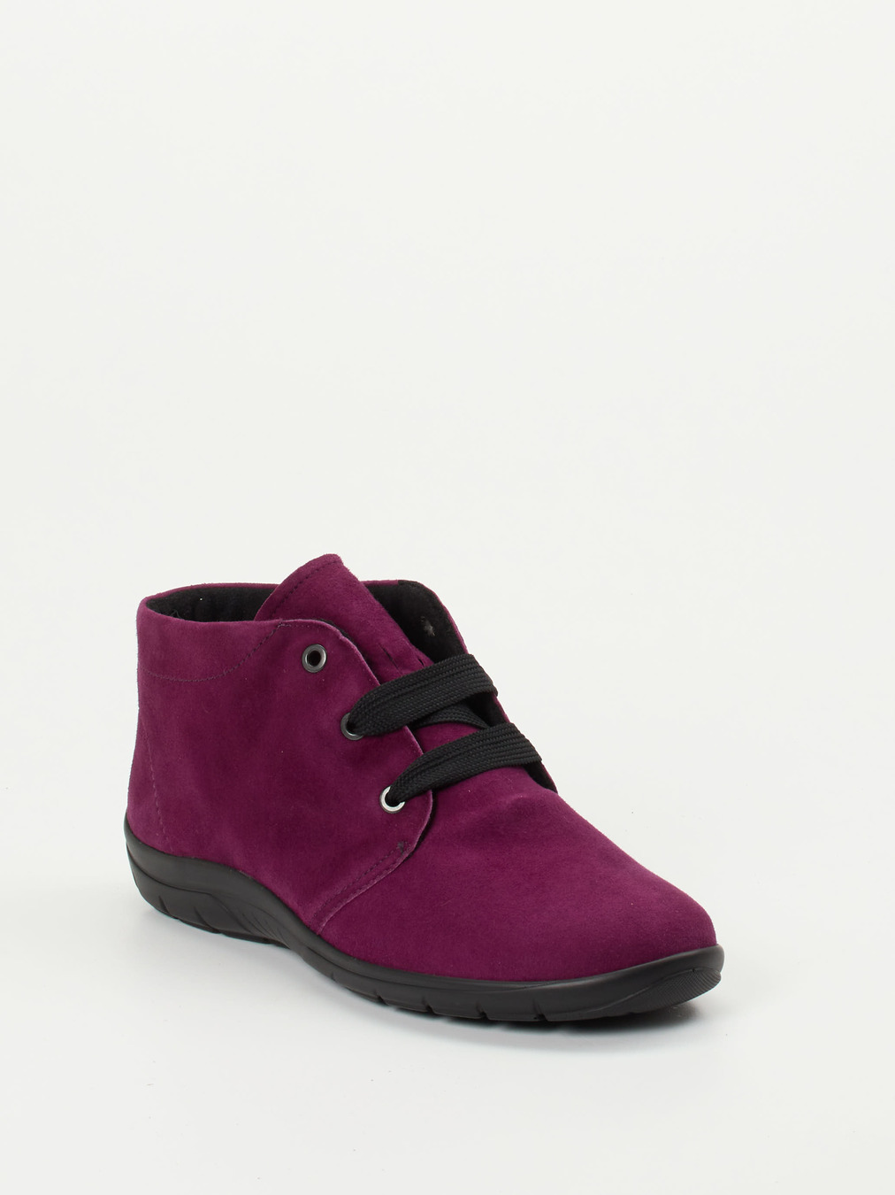 Semler – Schnür-Bootie aus Veloursleder Beerenviolett