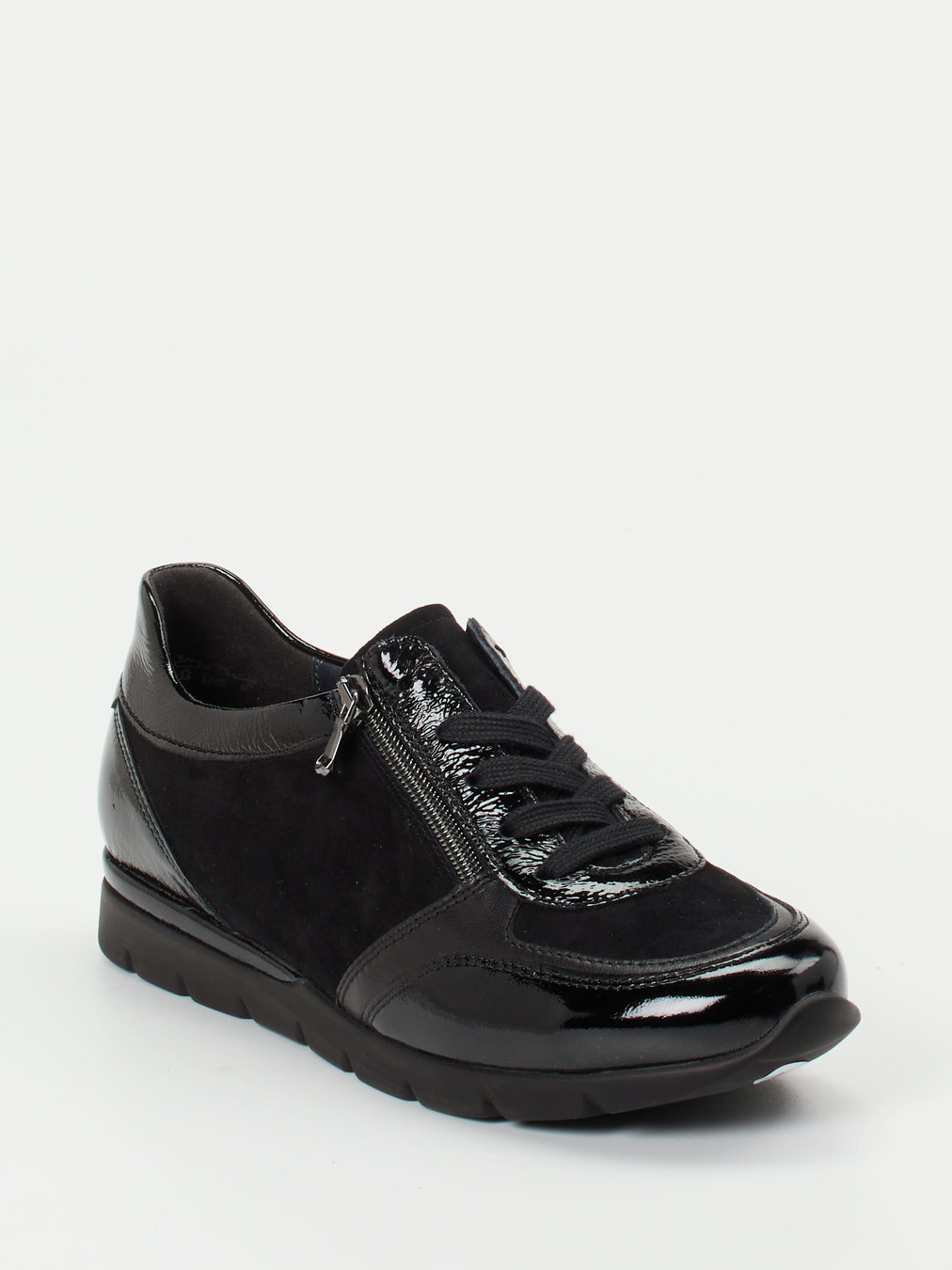 Semler – Komfort-Sneaker aus Velours- und Lackleder Schwarz