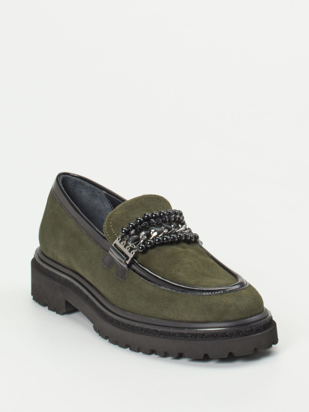 Maripé – Loafer aus Veloursleder in Olivgrün