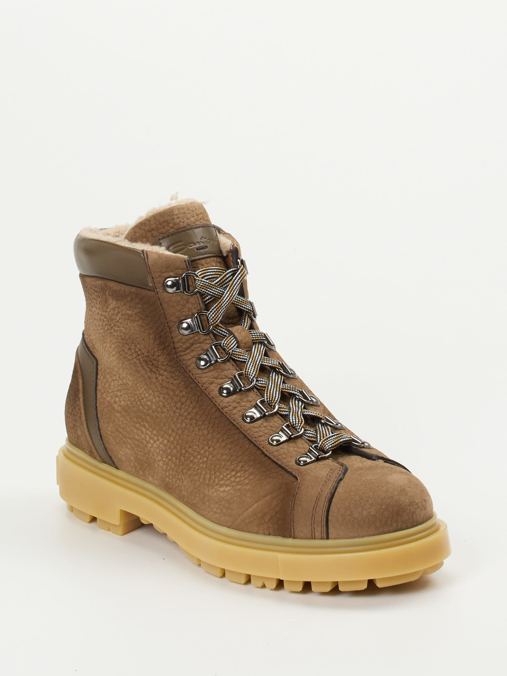 Santoni – Stiefeletten aus Nubukleder in Beige