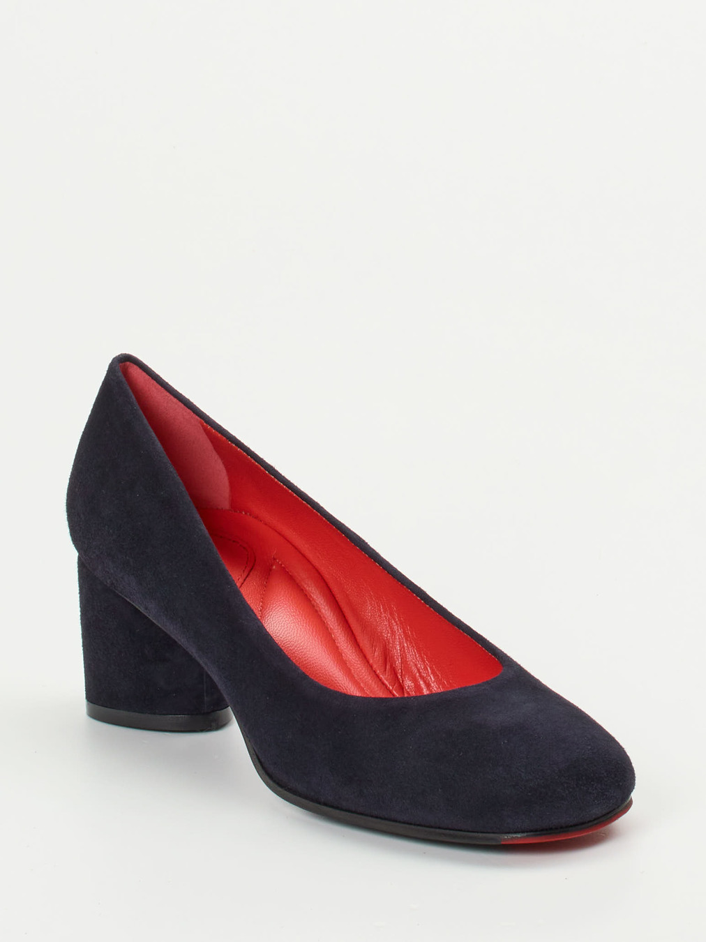 Pas de Rouge – Blockabsatz-Pumps aus Veloursleder Dunkelblau