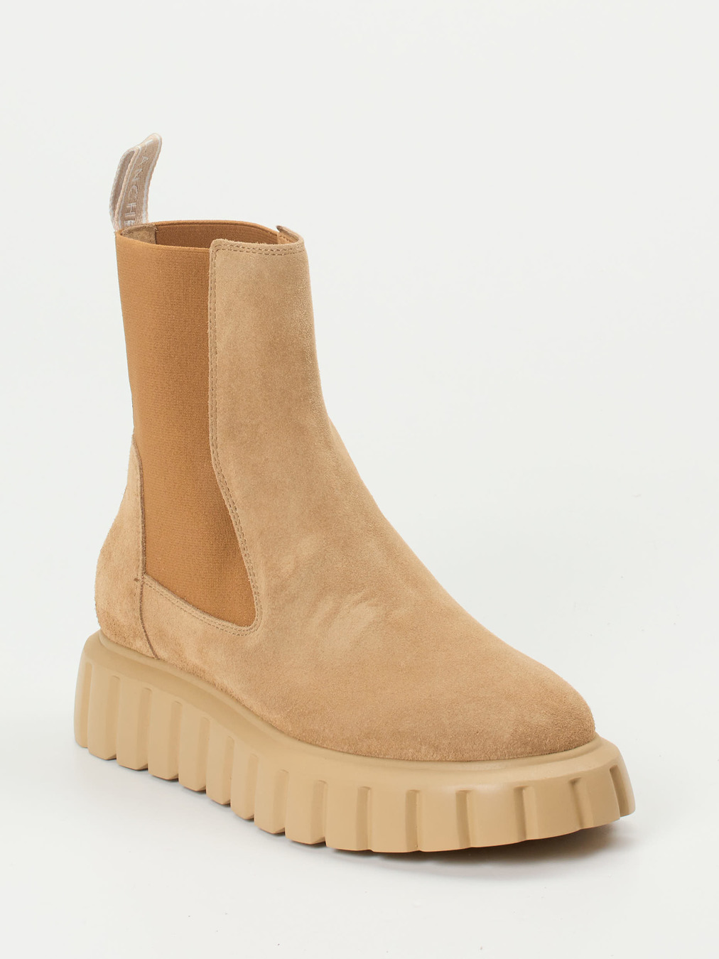 Voile Blanche – Chelsea Boots aus Veloursleder camelfarben