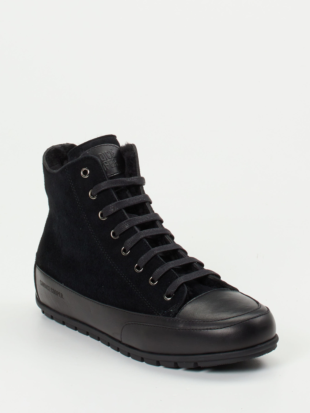 Candice Cooper – High-Top Sneaker aus Veloursleder schwarz