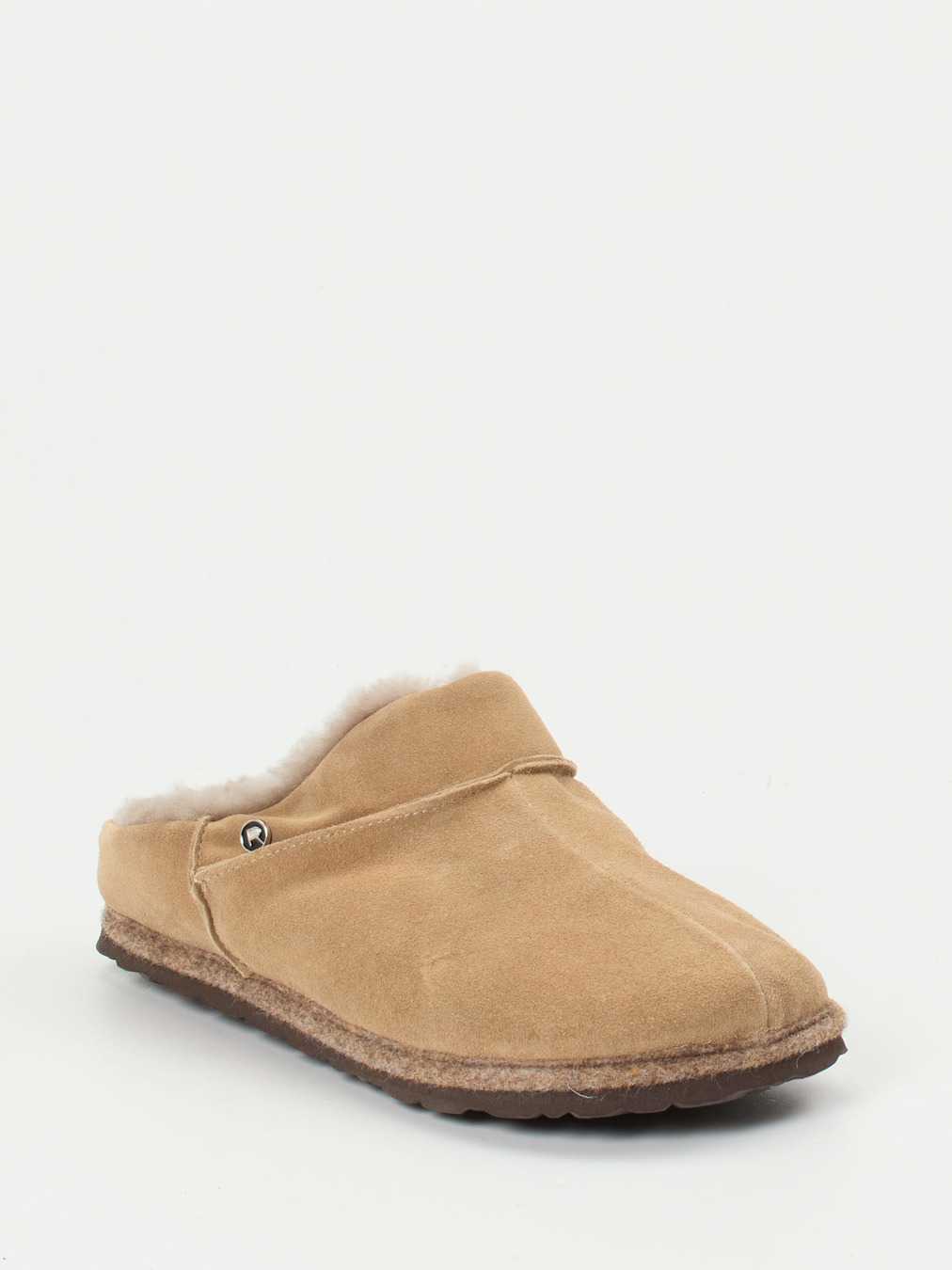 Rohde – Lammfell-Hausschuh aus Veloursleder sandbeige