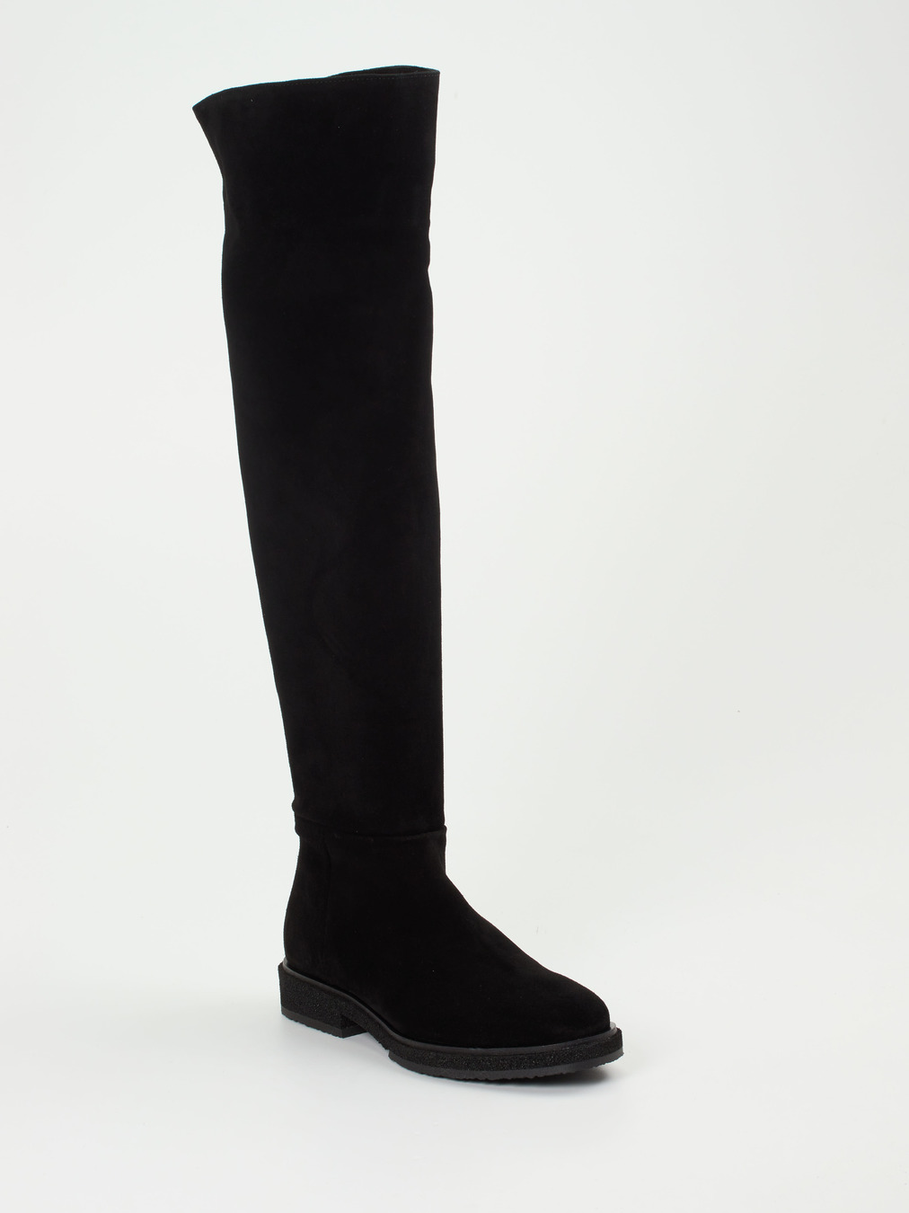 Andrea Puccini – Overkneestiefel aus Veloursleder Schwarz