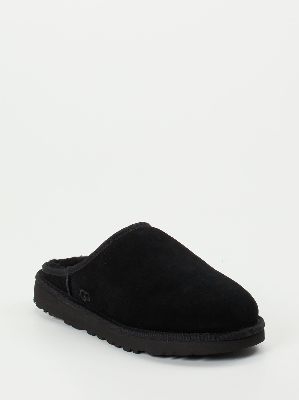 UGG – Lammfell-Pantoffeln aus Veloursleder schwarz