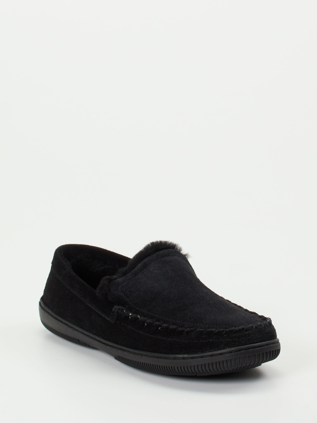 Rohde – Mokassin-Hausschuh aus Veloursleder schwarz